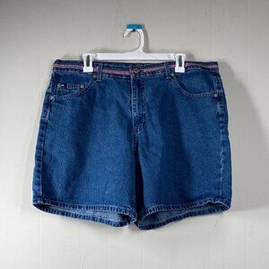 VTG Y2K Tommy Hilfiger Denim Jean Shorts Women's 16W Stars Stripes Waistband